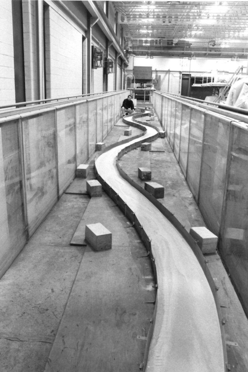 Lab model of a meandering river, 1992